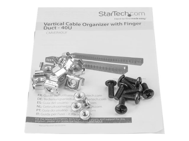 StarTech.com Vertical Cable Organizer with Finger Ducts - Vertical Cable Management Panel - Rack-Mount Cable Raceway - 0U - 6 ft. (CMVER40UF) - Cable organizer - 1.83 m - black - 40U - for P/N: RK2537BKM, RK4242BK24, RK4242BK30