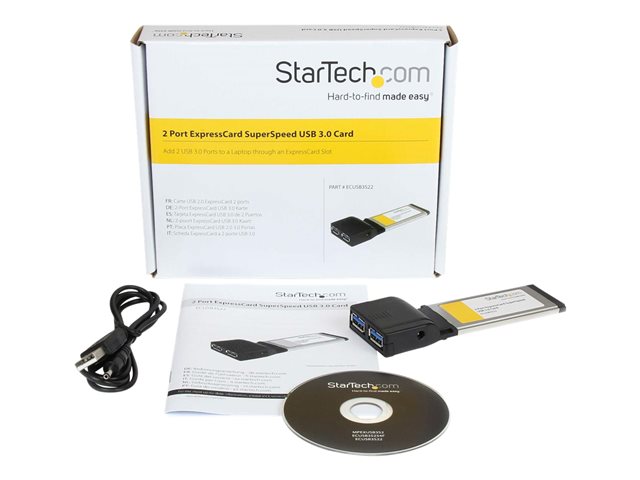 StarTech.com 2 Port ExpressCard SuperSpeed USB 3.0 Card Adapter with UASP - USB 3.0 Controller - USB 3.0 ExpressCard - USB 3.0 Adapter (ECUSB3S22) - USB adapter - ExpressCard - USB 3.0 x 2 - for P/N: HBS304A24A, S251BMU3FP, ST103008U2C, ST53004U1C, ST93007U2C, USB31000S2H, USB31000SA