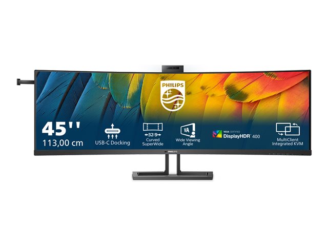 Philips 45B1U6900CH - 6000 Series - LED monitor - curved - 45\" (44.5\" viewable) - 5120 x 1440 Dual Quad HD @ 75 Hz - VA - 450 cd/m² - 3000:1 - DisplayHDR 400 - 4 ms - 2xHDMI, DisplayPort, 2xUSB-C - speakers - black