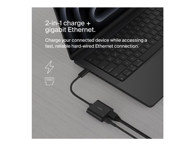 Belkin - Network adapter - USB-C - Gigabit Ethernet x 1 + USB-C (power only) x 1