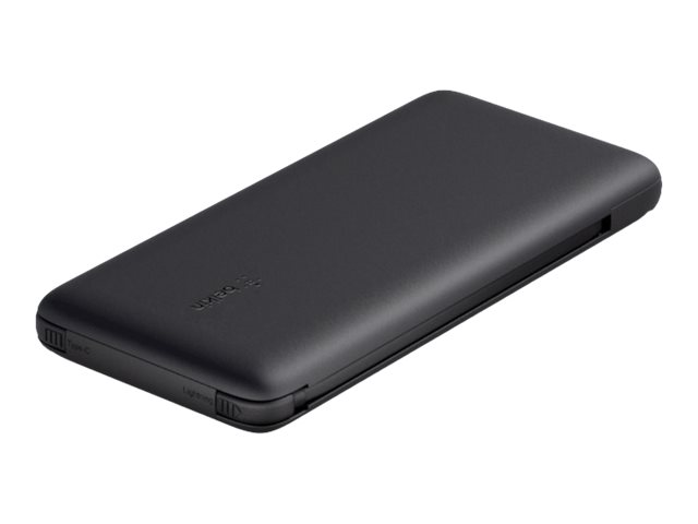 Belkin BoostCharge Plus - Power bank - 10000 mAh - 23 Watt - Fast Charge, PD - 2 output connectors (Lightning, 24 pin USB-C) - black