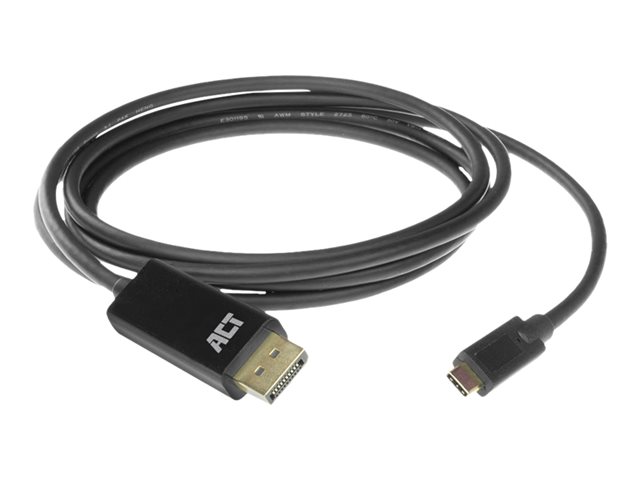 ACT - Adapterkabel - 24 pin USB-C (M) naar DisplayPort (M) - USB 3.2 Gen 1 / DisplayPort 1.2 - 2 m - ondersteuning voor 4K 60 Hz (4096 x 2160) (mDP) - zwart