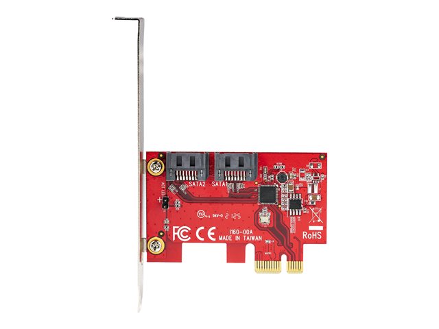 StarTech.com SATA PCIe Card, 2 Port PCIe SATA Expansion card, 6Gbps SATA Card, Full/Low Profile, PCI Express to SATA Adapter, ASM1061 Non-Raid SATA Controller Card - PCIe to SATA Converter - Storage controller - 2 Channel - SATA 6Gb/s - low profile - PCIe 2.0 x1 - red