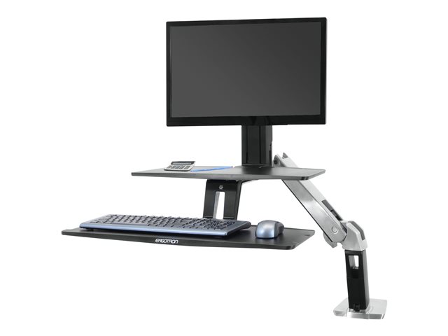 Ergotron WorkFit-A Single HD Workstation With Suspended Keyboard - Standing desk converter - polished aluminium, black