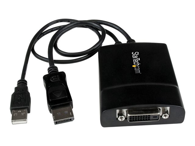 StarTech.com DisplayPort to DVI Adapter - Dual-Link - Active DVI-D Adapter for Your Monitor / Display - USB Powered - 2560x1600 (DP2DVID2) - DisplayPort / DVI adapter - DisplayPort, USB (power only) (M) to DVI-D (F) latched - USB 2.0 / DisplayPort 1.2 - 37 cm - active, USB power, 2560 x 1600 (WQXGA) support - black