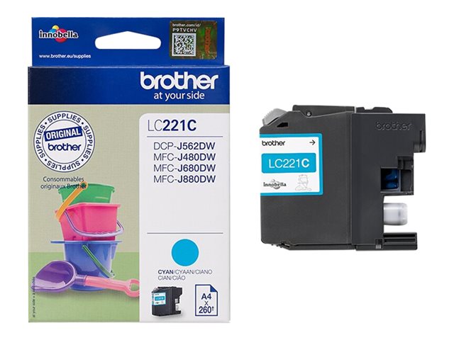 Brother LC221C - Cyan - original - ink cartridge - for Brother DCP-J562DW, MFC-J480DW, MFC-J680DW, MFC-J880DW