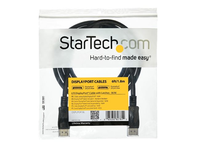 StarTech.com 5m Long DisplayPort 1.2 Cable with Latches DisplayPort 4k - DisplayPort cable - DisplayPort (M) to DisplayPort (M) - 5 m - latched - black