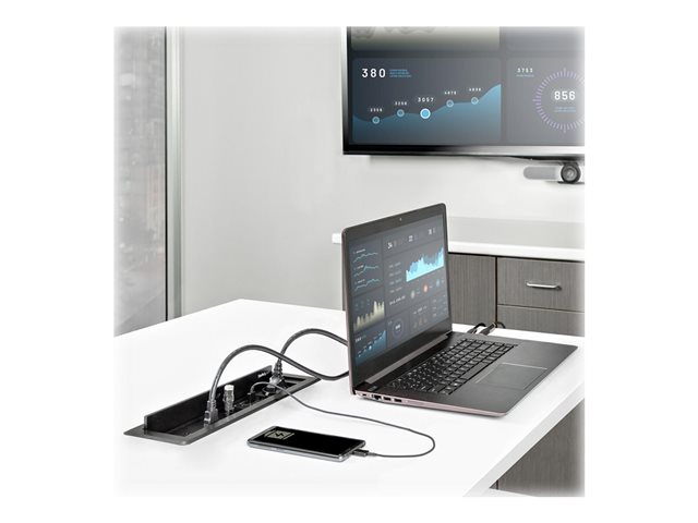 StarTech.com Conference Table Box for AV Connectivity & Power/Charging, 4K HDMI output w/ HDMI, DP, & VGA Inputs, GbE, Audio, Charging Station w/ 2x USB-A & 1x CE Certified EU Plug - Conference Room AV Connection (KITBXAVHDPEU) - Docking station - USB - VGA, HDMI, DP