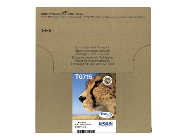 Epson T071 Easy Mail Packaging - 4-pack - 23.9 ml - black, yellow, cyan, magenta - original - box - ink cartridge - for Stylus DX9400, SX115, SX210, SX215, SX218, SX415, SX515, SX610, Stylus Office BX310, BX610