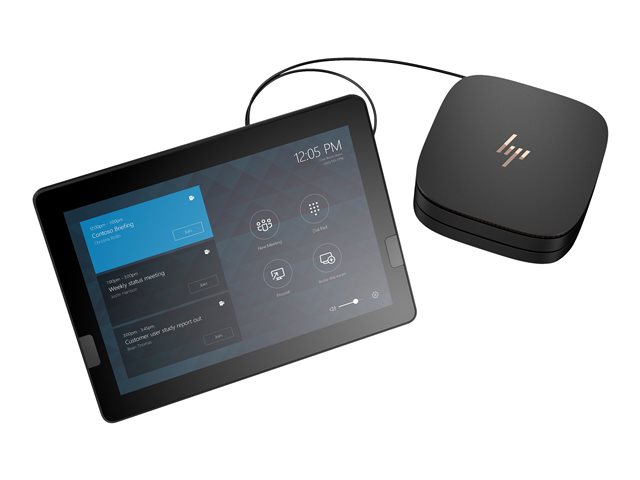 HP Elite Slice G2 Audio Ready with Microsoft Teams Rooms - USFF - Core i5 7500T / 2.7 GHz - vPro - RAM 8 GB - SSD 128 GB - NVMe, TLC - HD Graphics 630 - GigE - WLAN: 802.11a/b/g/n/ac, Bluetooth 4.2 - Win 10 IoT Enterprise 64-bit - monitor: LCD 12.3\" 1920 x 1280 (Full HD) touchscreen (HP Center of Room Control) - black sparkle