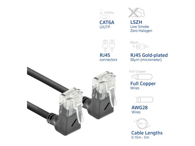CAT6A UTP SL U/U-ANG BK 0.50M. 1 stk