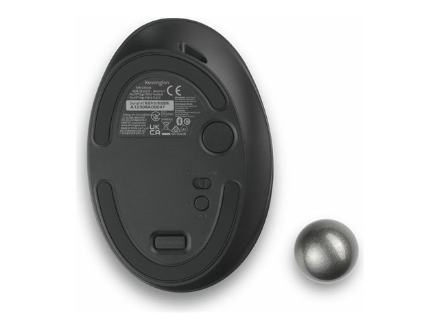 Kensington Pro Fit Ergo TB550 Trackball EQ - Trackball - ergonomic - optical - 9 buttons - wireless - 2.4 GHz, Bluetooth - USB wireless receiver - blue-grey, black - retail - colour box