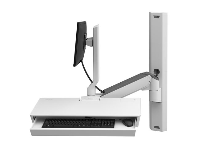 Ergotron CareFit Combo System with Worksurface - Mounting kit (articulating arm, pull-out keyboard tray with integrated worksurface, wall mount base, track mount adapter, wall track 34\", wall track covers, track mount bracket) - modular - for LCD display / keyboard - aluminium, plastic - white - screen size: up to 27\" - wall-mountable