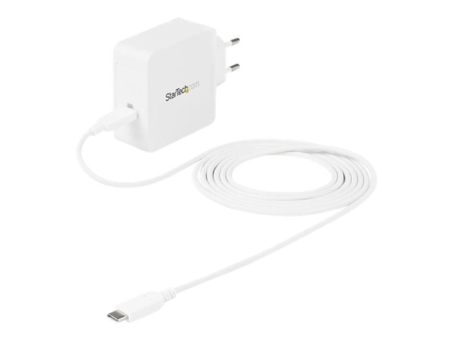 StarTech.com USB C Wall Charger, USB C Laptop Charger 60W PD, 6ft/2m Cable, Universal Compact Type C Power Adapter, Dell XPS/Lenovo X1 Carbon, HP EliteBook, MacBook, USB IF/CE Certified - 60W PD3.0 Wall Charger (WCH1CEU) - Power adapter - 60 Watt - 3 A (24 pin USB-C) - on cable: USB-C