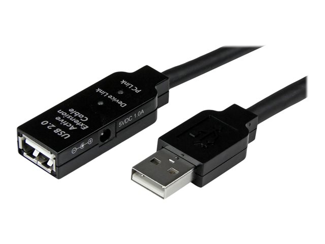 StarTech.com 25m USB 2.0 Active Extension Cable M/F - 25 meter USB A Male to USB A Female USB 2.0 Repeater / Extender Cable - Black - 80ft (USB2AAEXT25M) - USB extension cable - USB (F) to USB (M) - USB 2.0 - 25 m - active - black - for P/N: SVA5H2NEUA, UUSBOTG