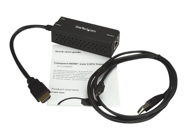 StarTech.com 4K HDBaseT Extender - Compact - HDMI over CAT5e / CAT6 - HDMI to HDBaseT Converter - USB Powered - Up to 4K - HDMI over Ethernet (ST121HDBTD) - Video extender - over CAT 5e/6 - 19 pin HDMI Type A / RJ-45 - up to 70 m