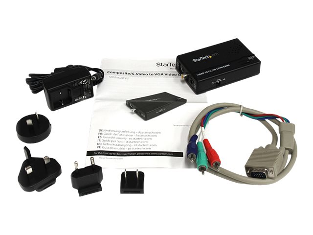 StarTech.com Composite and S-Video to VGA Video Scan Converter - composite to VGA - scan Converter - s-Video to VGA (VID2VGATV2) - Video converter - composite video, S-video - component video, VGA - black - for P/N: SVA5M3NEUA