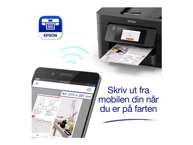 Epson WorkForce Pro WF-4825DWF - Multifunction printer - colour - ink-jet - A4 (210 x 297 mm) (original) - A4/Legal (media) - up to 25 ppm (printing) - 250 sheets - 33.6 Kbps - USB 2.0, LAN, Wi-Fi(n), USB host