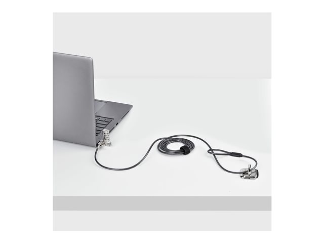 StarTech.com 25-Pack Laptop Lock, Compatible w/Noble Wedge/Nano/K-Slot - Security cable lock - silver, black - 2 m (pack of 25)