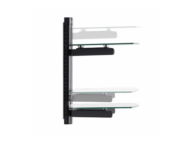 StarTech.com Dual Floating Wall-Mounted AV Shelves, Adjustable Height Shelf For Under TV, Organize A/V Equipment On Black Tempered Glass Shelves - Shelf - for audio/video components - aluminium, steel, plastic - black - wall-mountable