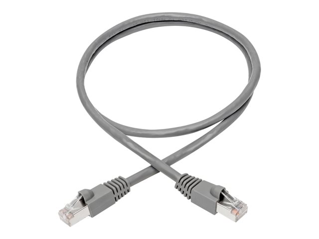 Cat6a 10G-Certified Snagless Shielded STP Ethernet Cable RJ45 M/M PoE Gray 3 ft. 0.91 m