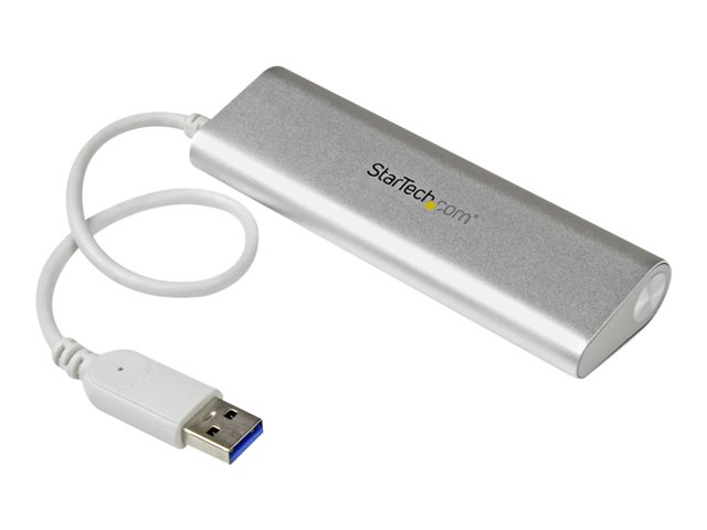 StarTech.com 4 Port Portable USB 3.0 Hub with Built-in Cable - Aluminum and Compact USB Hub (ST43004UA) - Hub - 4 x SuperSpeed USB 3.0