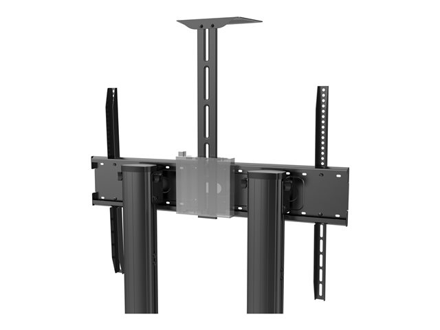 Display floor stand trolley - one person height adjustment - aluminium cart fits display 55 to 100\" with VESA sizes up to 800 x 600 - crank handle adjusts height - tilt adjustment - large shelf for laptop or video bar included - vc shelf included - 100 mm premium all locking wheels - swl 90 kg - black