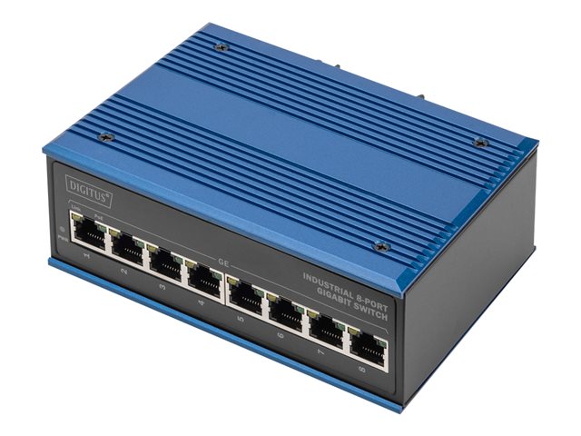 INDUSTRIAL 8-PORT GIGABIT POE SWITCH DIN RAIL EXTENDED TEMP. RANGE