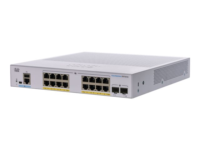 Cisco Business 350 Series CBS350-16FP-2G - Switch - L3 - Managed - 16 x 10/100/1000 (PoE+) + 2 x Gigabit SFP - rack-mountable - PoE+ (240 W)