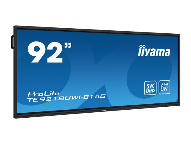 iiyama ProLite TE9218UWI-B1AG - 92\" Diagonal Class (91.5\" viewable) LED-backlit LCD display - interactive digital signage - with touchscreen (multi touch) / optional slot-in PC capability - 5K UHD (2160p) 5120 x 2160 - black bezel with matte finish