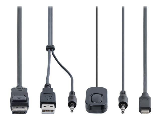 StarTech.com 2-Port Hybrid USB-C DisplayPort Cable KVM Switch, 4K 60Hz, Compact KVM with 6ft/1.8m USB-A/DisplayPort/Audio & 4ft/1.2m USB-C Integrated Host Cables, Bus Powered - Remote Push Button/Hotkey Switching (C2-D46-UAC-CBL-KVM) - KVM / audio / USB switch - compact - 2 x KVM / audio / USB - 1 local user - desktop