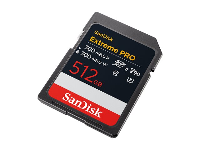 SanDisk Extreme Pro - Flash memory card - 512 GB - Video Class V90 / UHS-II U3 / Class10 - SDXC UHS-II
