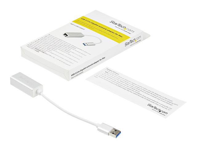 StarTech.com USB 3.0 to Gigabit Network Adapter - Silver - Sleek Aluminum Design for MacBook, Chromebook or Tablet - Native Driver Support (USB31000SA) - Network adapter - USB 3.0 - Gigabit Ethernet x 1 - silver