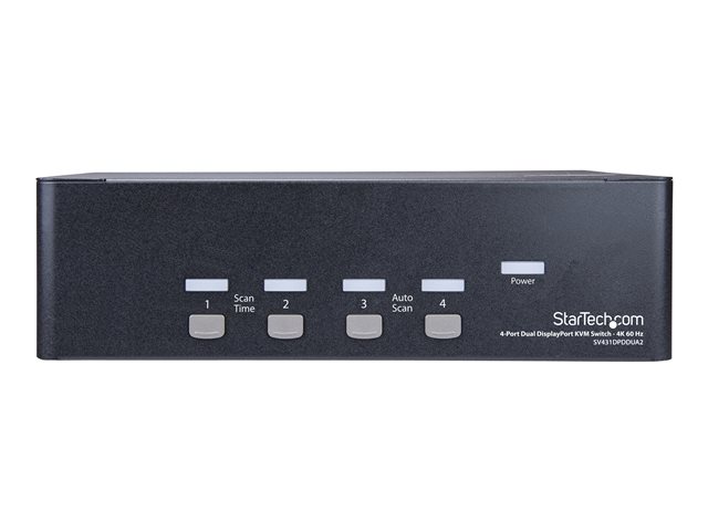 StarTech.com DisplayPort KVM - 4 port - 4K 60Hz - Dual Monitor KVM - DisplayPort Switch - KVM DisplayPort - Desktop KVM Switch (SV431DPDDUA2) - KVM / audio / USB switch - 4 x KVM / audio / USB - 1 local user - rack-mountable, desktop