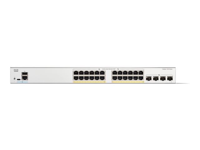 Cisco Catalyst 1300-24P-4X - Switch - L3 - Managed - 24 x 10/100/1000 (PoE+) + 4 x 10 Gigabit SFP+ - rack-mountable - PoE+ (195 W)