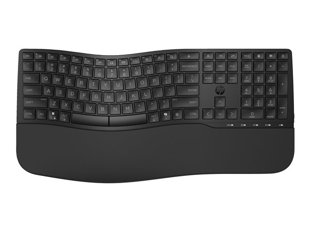 HP 680 - Keyboard - dual mode, 3-zone layout, multi-device, 23 programmable keys, OS Auto-Detection, low profile key travel - full size - wireless - 2.4 GHz, Bluetooth - AZERTY - Belgium - black