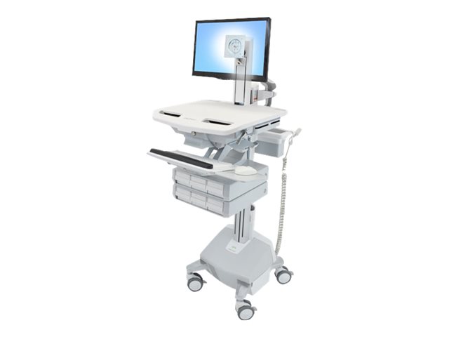 Ergotron StyleView - Cart - open architecture - for LCD display / PC equipment - medical - plastic, aluminium, zinc-plated steel - grey, white, polished aluminium - screen size: up to 24\" - output: AC 230 V - 40 Ah - lithium - TAA Compliant