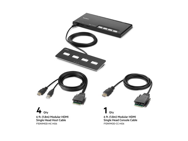Belkin Modular Secure Single Head - KVM switch - 4 x KVM port(s) - 1 local user - desktop - TAA Compliant