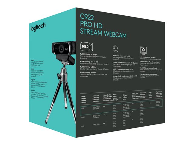 Logitech HD Pro Webcam C922 - Webcam - colour - 720p, 1080p - H.264