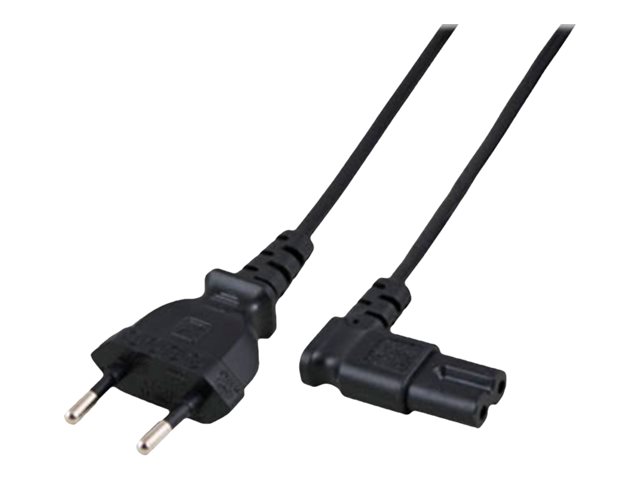 Netsnoer Euro male - C7 female (haaks links/rechts) zwart 3 m