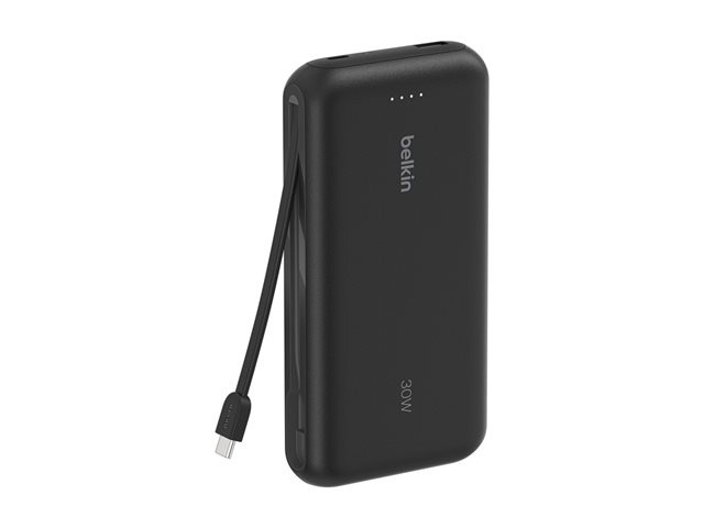 20k PD30w Integrated USB-C Cable Power Bank, Black