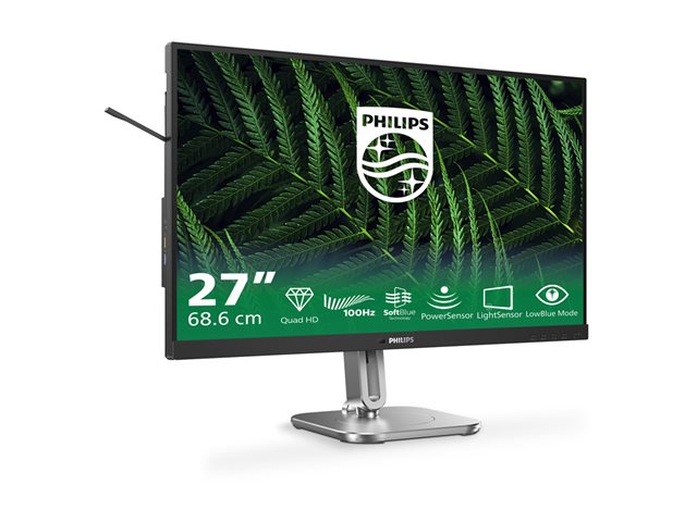 Philips 27B2G5500 - LED monitor - 27\" - 2560 x 1440 QHD @ 100 Hz - IPS - 1500:1 - speakers - silver, charcoal