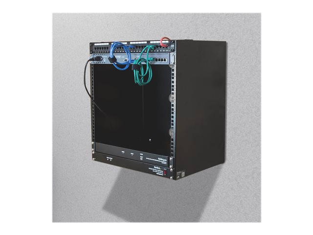 StarTech.com Wall Mount Patch Panel Rack - 15U Wall Mount Rack - 2 Post Open Frame Rack - Wall Mount Network Patch Panel (WALLMNT12) - Wall mount bracket - black - 12U