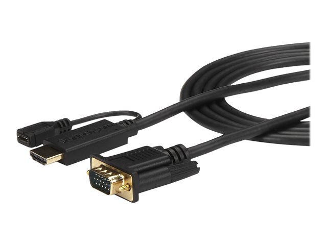 StarTech.com HDMI to VGA Cable - 3 ft / 1m - 1080p - 1920 x 1200 - Active HDMI Cable - Monitor Cable - Computer Cable (HD2VGAMM3) - Adapter cable - HDMI, Micro-USB Type B (power only) to HD-15 (VGA) male - 1 m - black - active, 1920 x 1200 (WUXGA) support