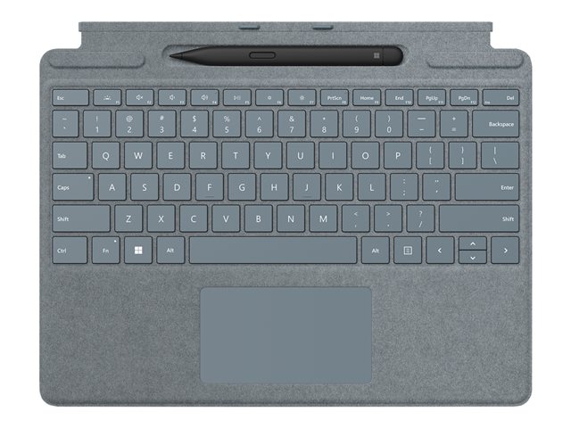 Microsoft Surface Pro Signature Keyboard - Keyboard - with touchpad, accelerometer, Surface Slim Pen 2 storage and charging tray - Belgium - ice blue - commercial - with Slim Pen 2 - for Surface Pro 8, Pro X