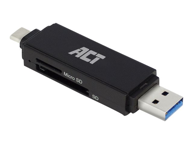 ACT - Kaartlezer (SD, TransFlash, microSD, SDHC, SDXC) - USB 3.2 Gen 1 / USB-C / USB-A