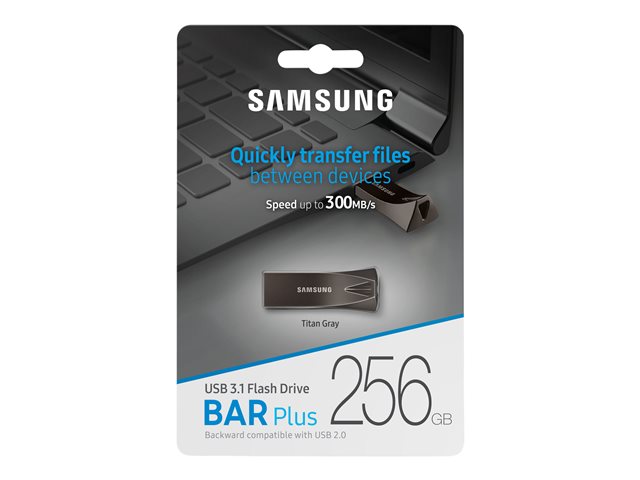 Samsung BAR Plus MUF-256BE4 - USB flash drive - 256 GB - USB 3.1 Gen 1 - titan grey