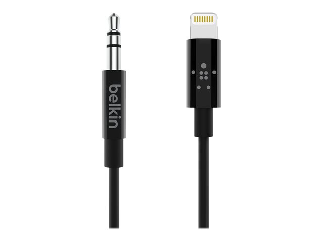 Belkin - Lightning to headphone jack cable - Lightning male to mini-phone stereo 3.5 mm male - 91.4 cm - black