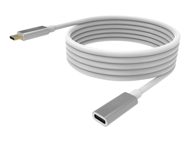 VISION Professional installation-grade USB-C extension cable - LIFETIME WARRANTY - USB 3.2 Gen 1 5 Gbps - supports 3A charging current - USB-C 3.2 (M) to USB-C 3.2 (F) - outer diameter 4.5 mm - 22+30 AWG - 2 m - white