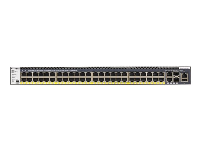 NETGEAR M4300-52G-PoE+ - Switch - L3 - Managed - 2 x 10/100/1000/10000 + 2 x 10 Gigabit SFP+ + 48 x 10/100/1000 (PoE+) - front to back airflow - rack-mountable - PoE+ (480 W)